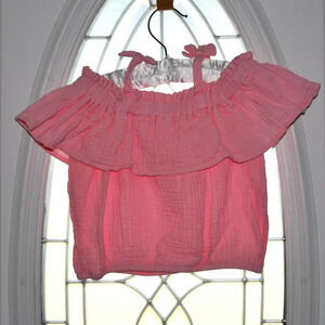 BONNIE JEAN Girls Woven Gauze Pink Off-the-Shoulder Size 6